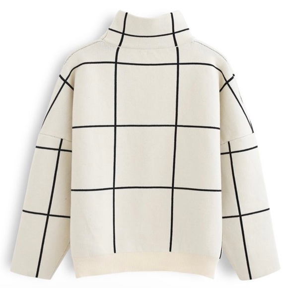 NWT Chicwish Grid Turtleneck Sweater - Picture 3 of 10